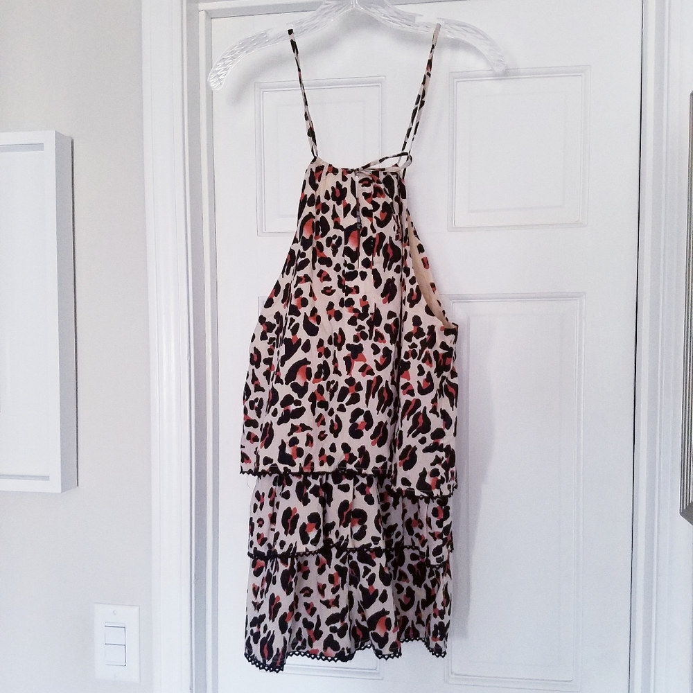 NEW UO Keyhole Tiered Leopard Print Romper